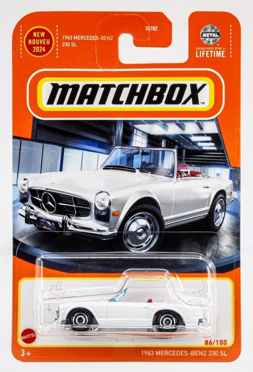 1963 Mercedes-Benz 230 SL 86/100 1:64 Scale Car, White — view 2