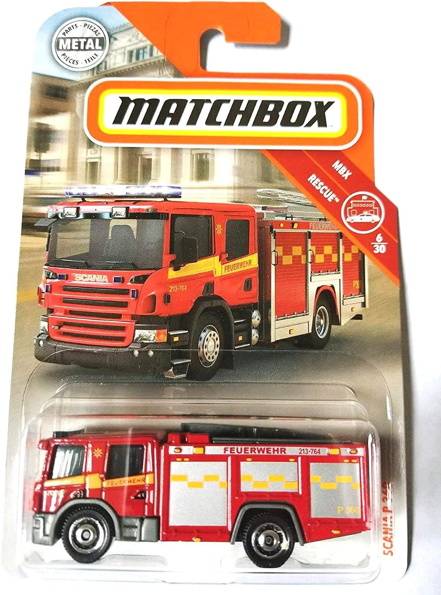 2019 MBX Rescue Scania P 360 Fire Engine, Red, 1:64 Scale, Metal Alloy — view 2