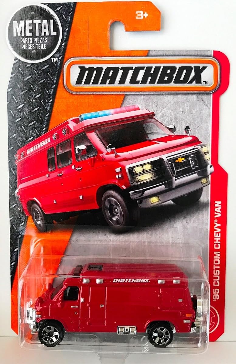 '95 CUSTOM CHEVY VAN 87/125 RED 2017 MATCHBOX RARE — view 2