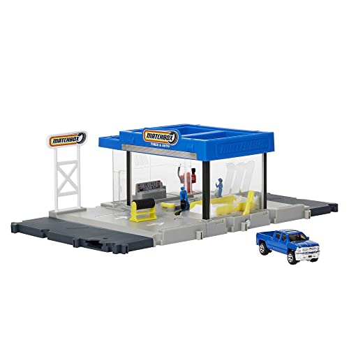 Action Drivers Auto Shop Playset with 1 Chevy Silverado, Moving Parts & Figure