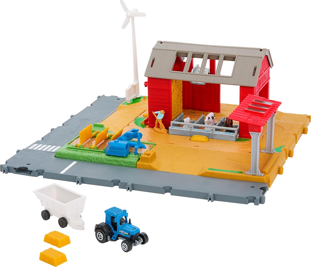 Car & Playset, Action Drivers Farm Adventure with 1:64 Scale Tractor & Trailer — view 2