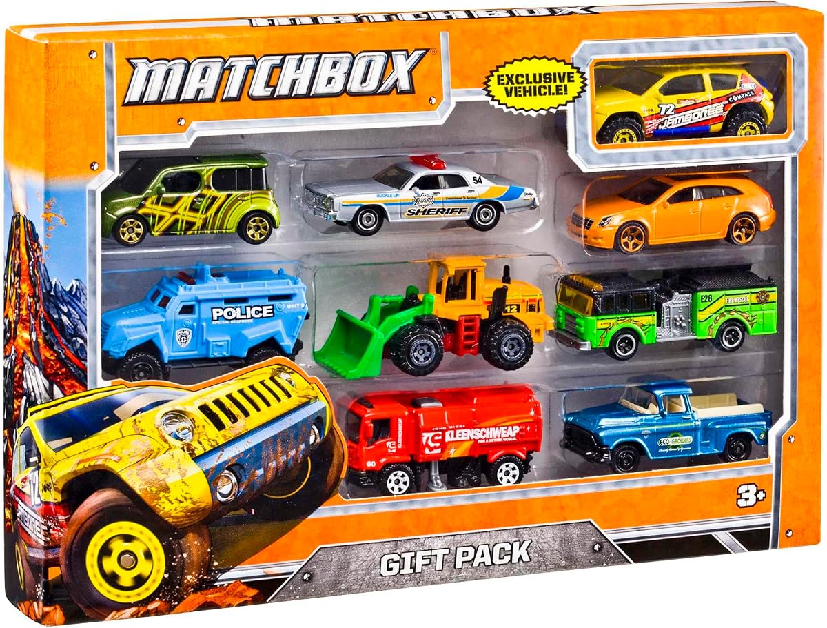 9-Pack 1:64 Scale Cars, Construction or Garbage Trucks, Rescue Vehicles or Pla — view 2