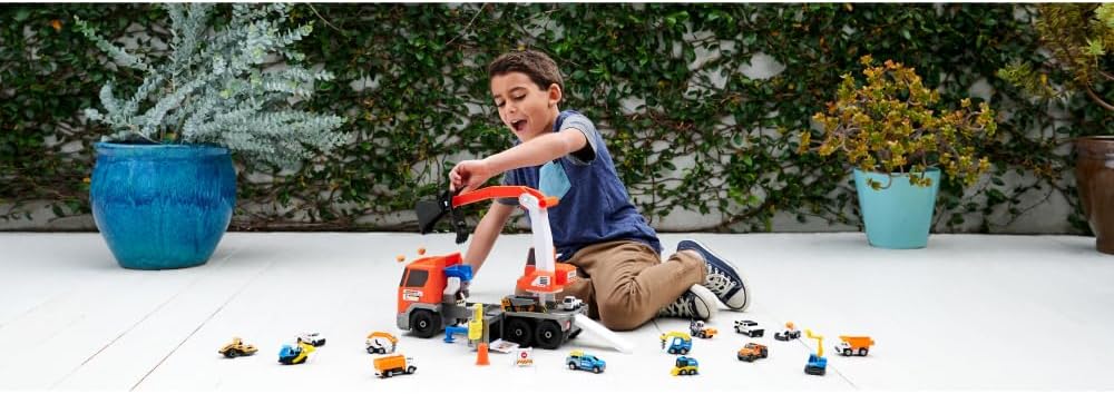 Cars Playset, Action Drivers Transforming Excavator, Large Truck, 1:64 Scale C — view 3