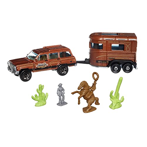Hitch & Haul Vehicle Playset - Cowboy Rodeo Round-Up ~ 6 Piece Set ~ SUV Inspi