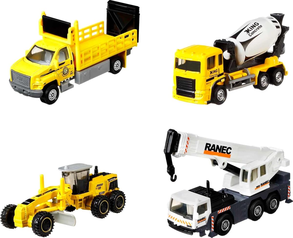 Working Rigs 4-Pack, Set of 4 Construction Trucks & Equipment with Moving Part — view 2